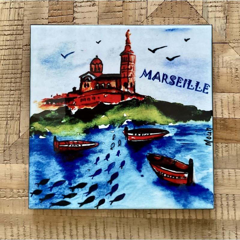 Dessous de plat "Marseille" – Illustration artisanale sur céramique résistante à la chaleur
