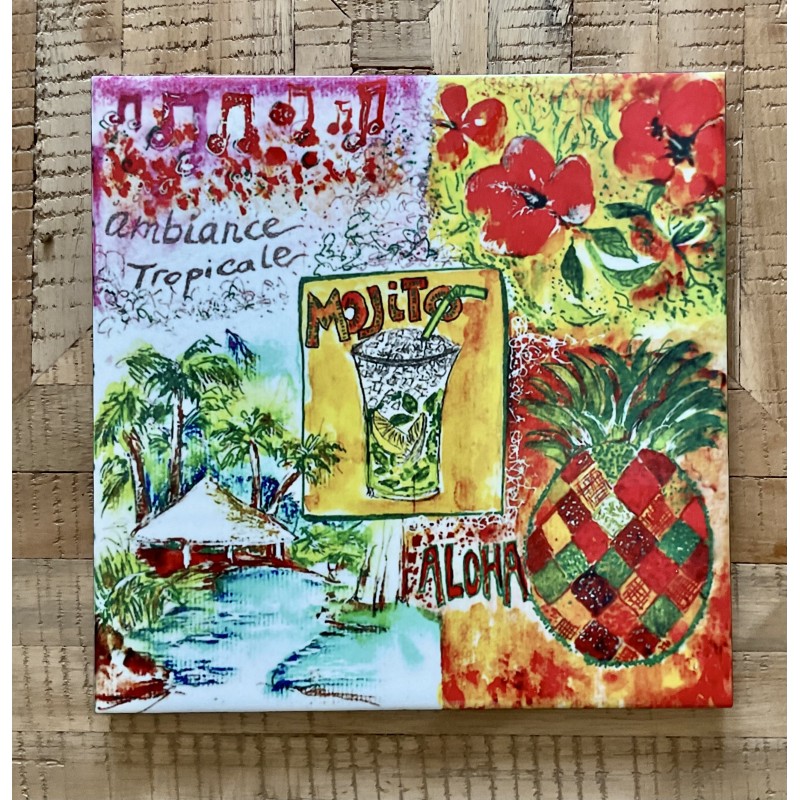Dessous de plat « mojito »- illustration artisanale exotique