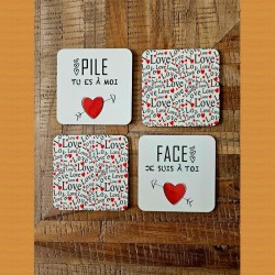 lot 4 sous-verres "Love"