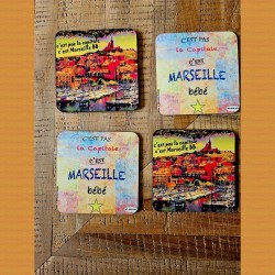 lot 4 sous-verres "Marseille bébé"