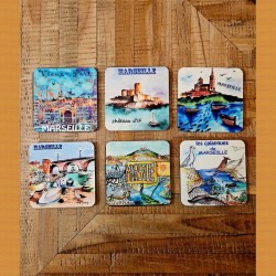 lot 6 sous-verres "Marseille"