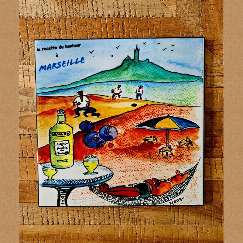 Dessous de plat "Recette du bonheur marseillais" - création artisanale