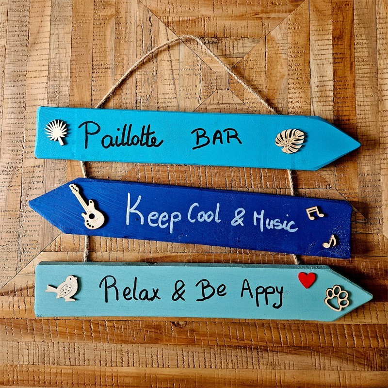 Triptyque pancartes bois "Lagon"