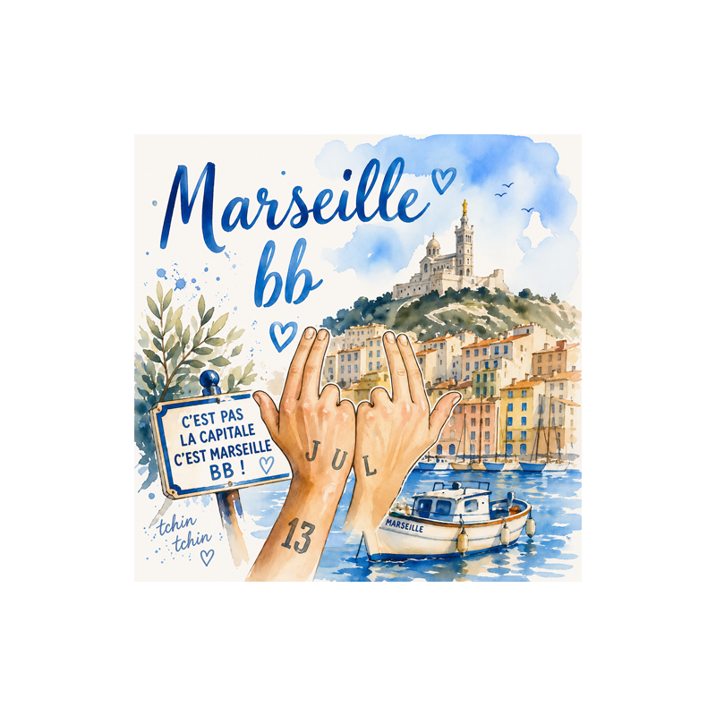 Dessous de plat « Marseille BB » - illustration artisanale sur céramique résistant à la chaleur